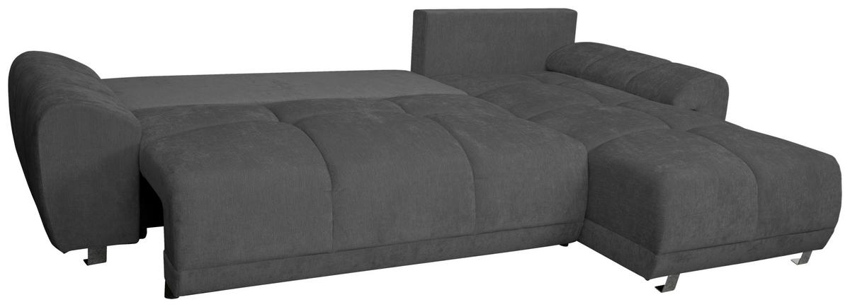 ECKSCHLAFSOFA Ramon, Graphitfarben S: 296x182 cm - Chromfarben/Beige, Trend, Textil (296/182cm)