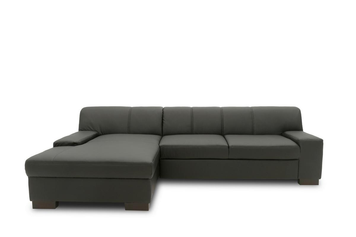 Ecksofa Norma Schwarz Lederlook - Wengefarben/Schwarz, Design, Textil (153/268cm) - MID.YOU