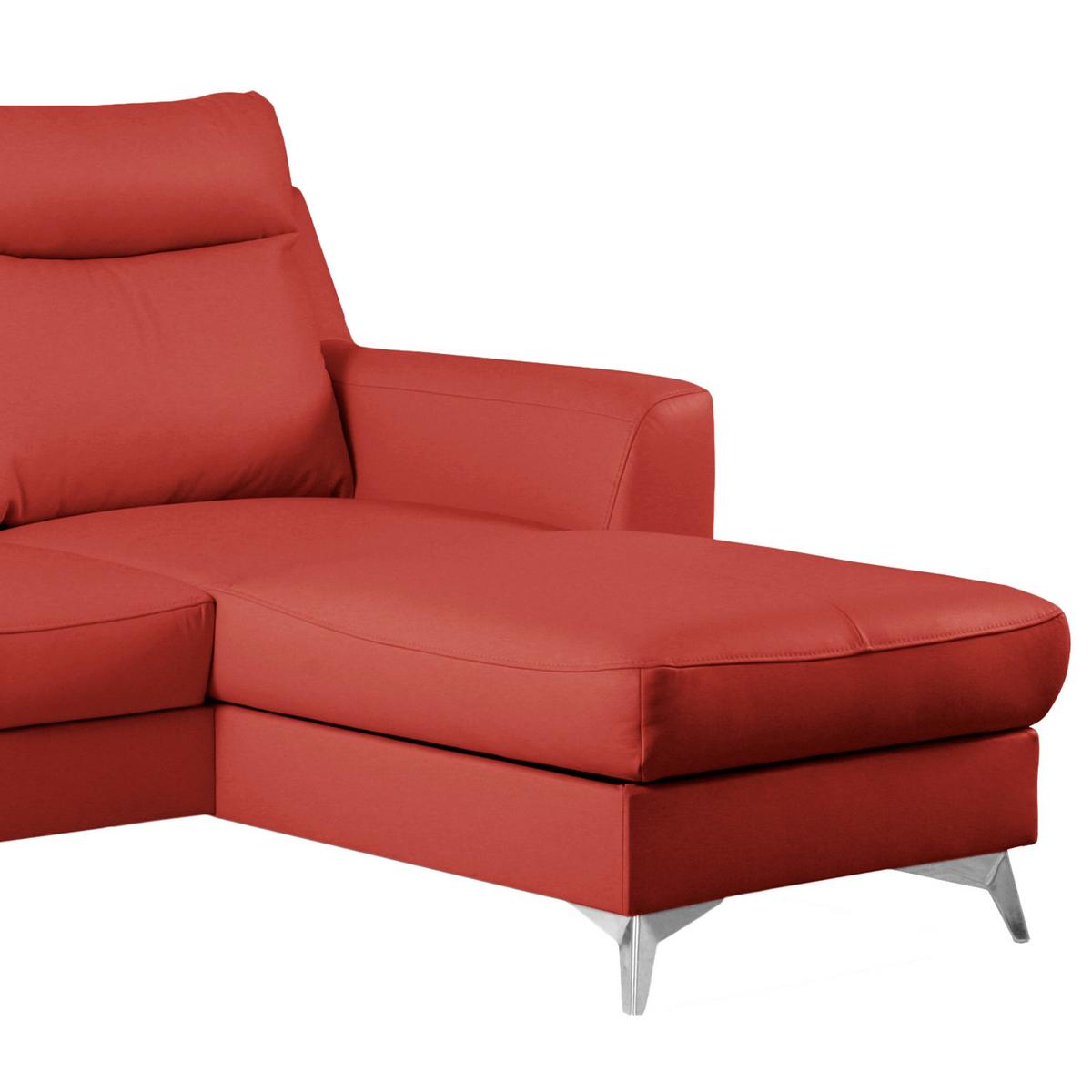 Ecksofa Gio Rot S: 236x168 cm - Chromfarben/Rot, Design, Leder/Textil (236/168cm) - Livetastic