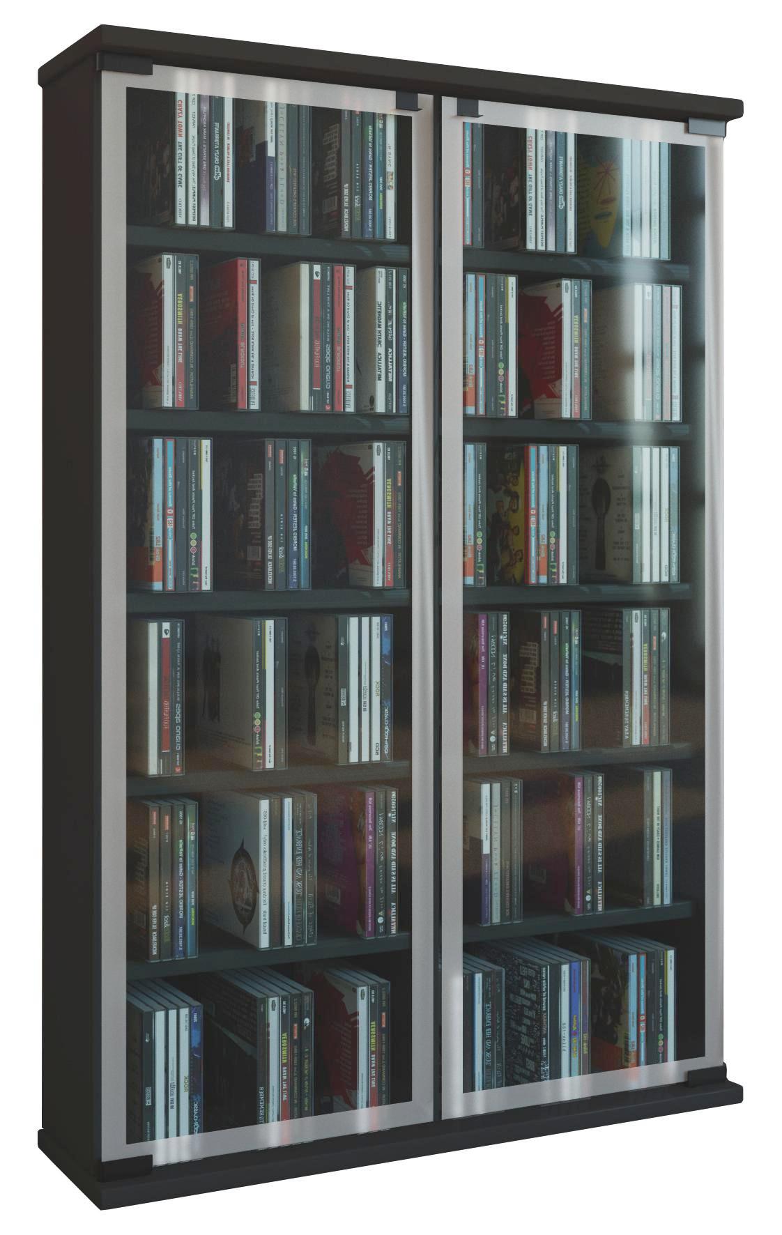 Schwarzes CD Regal für bis zu 300 CDs Schwarzes CD Regal für bis zu 300 CDs