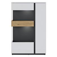 Vitrine Novena Alpinweiß B: 98 cm - Eichefarben/Schwarz, Trend, Glas/Holzwerkstoff (98/149,5/40cm)