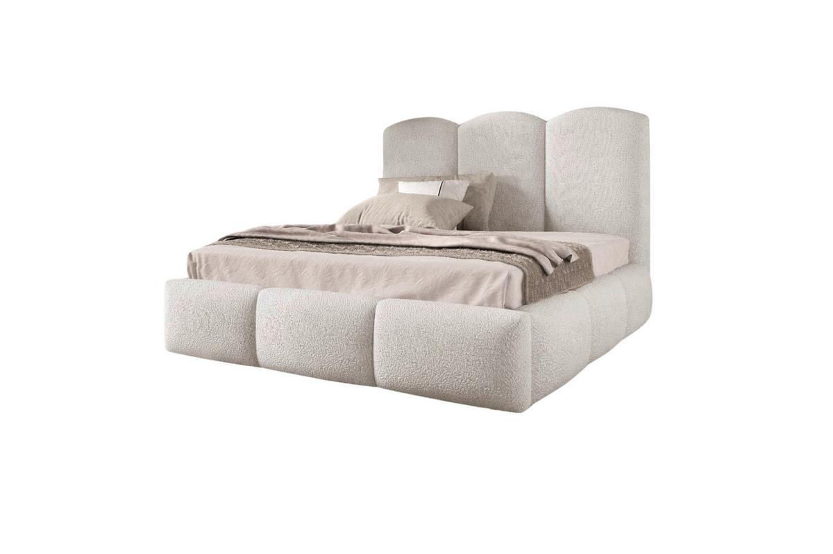 Polsterbett Bero Boucle Weiß, Lf: 200x200 Cm - Ecru/Buchefarben, Trend, Holz/Textil (200/200cm)