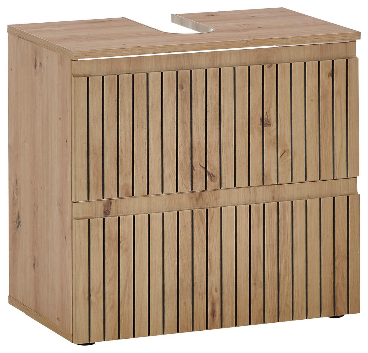 Waschbeckenunterschrank Austin B: 60 cm Eiche Dekor - Schwarz/Eiche Artisan, MODERN, Holzwerkstoff (60/57/36cm) - MID.YOU