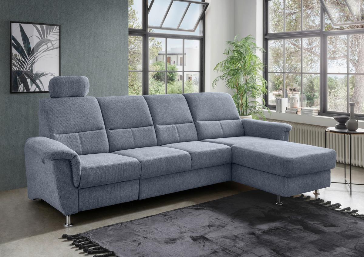 Ecksofa Mit Relaxfunktion Parole Hellblau Chenille - Chromfarben/Hellblau, KONVENTIONELL, Textil (292/165cm) - Livetastic