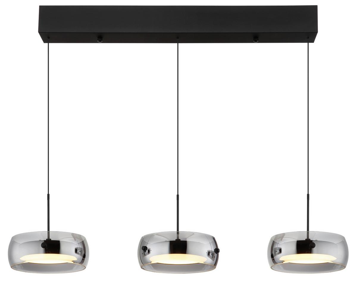 Led-hängeleuchte 3000k, 30w, 3000k - Schwarz/Weiß, Design, Glas/Kunststoff (85/20/120cm) - Globo