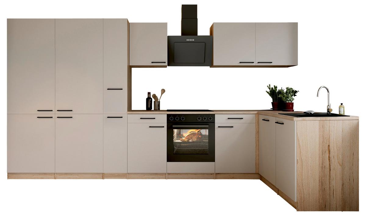 ECKKÜCHE Merle, Kaschmir S: 370x172cm - Kaschmir/Eichefarben, Trend, Holzwerkstoff (370/172cm) - Respekta