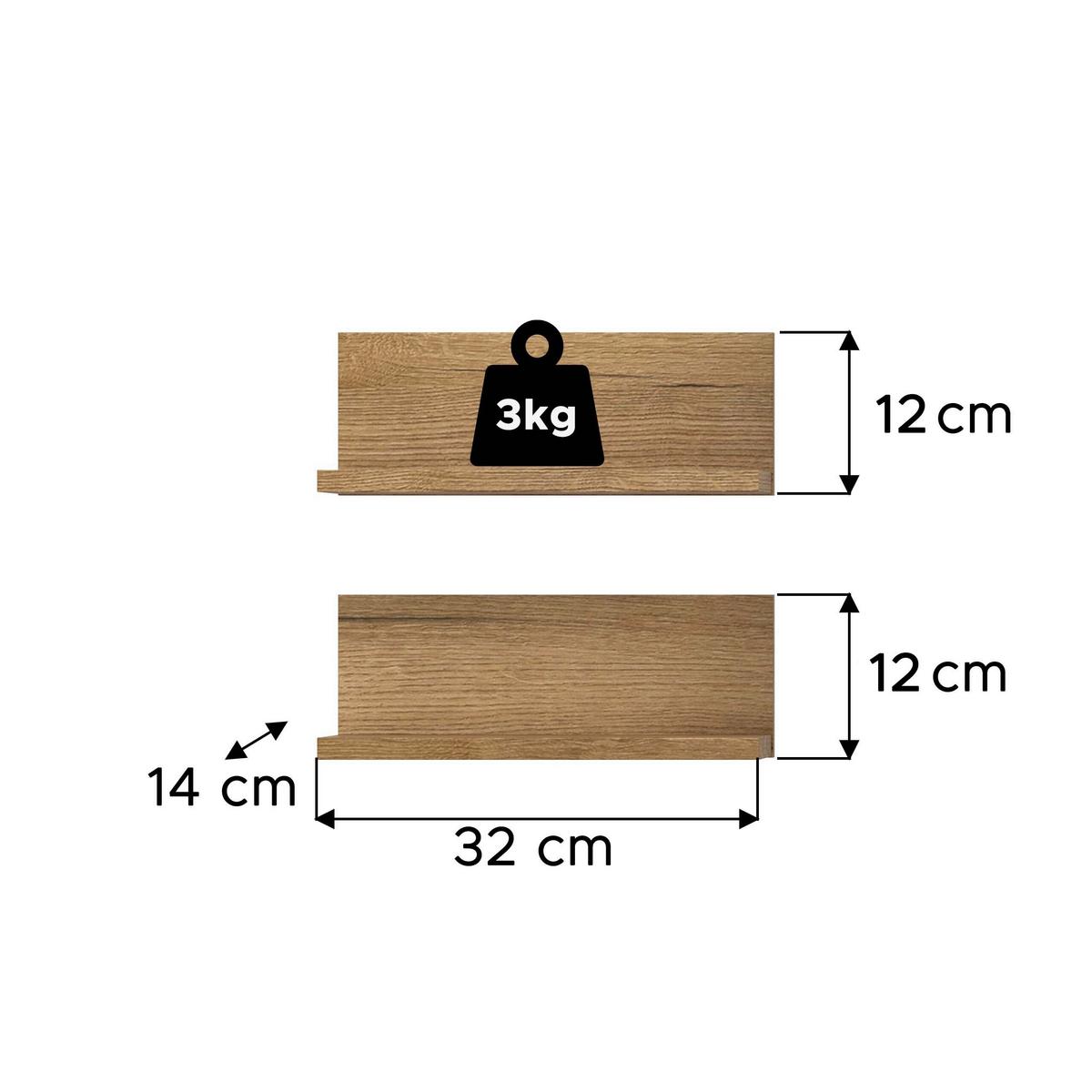 Badezimmerregal Aqua Eichefarben B: 32cm - Eichefarben, Trend, Holzwerkstoff (32/12/14cm) - MID.YOU