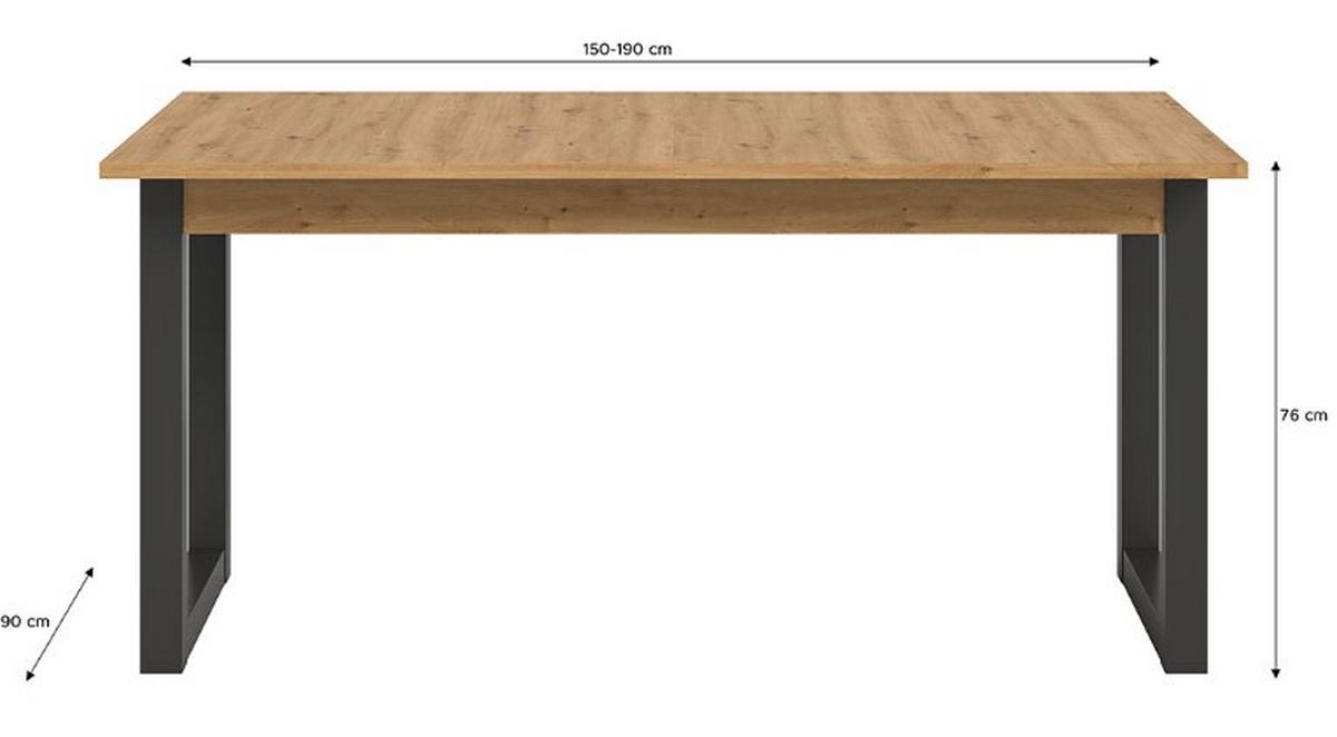 Esstisch Seattle Az Dek. Artisan, B: 150-190 cm - Anthrazit/Eiche Artisan, KONVENTIONELL, Holzwerkstoff (150-190cm) - MID.YOU