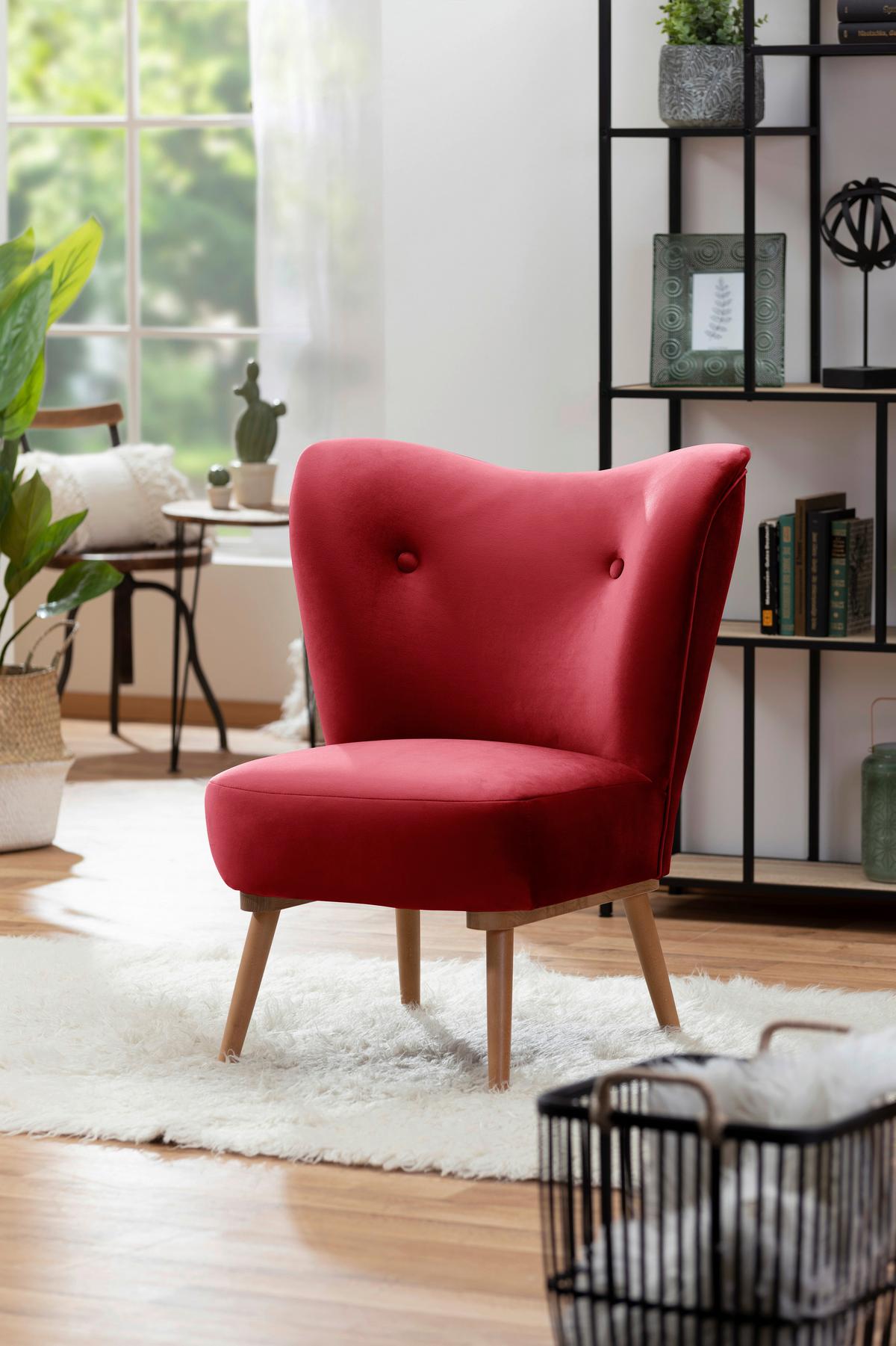 Sessel Jack - Rot/Erlefarben, Design, Textil (74/72/90cm) - Max Winzer