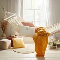 HOUPACÍ SÍŤ RELAX - přírodní barvy, dřevo/textil (100/200cm) - Mömax