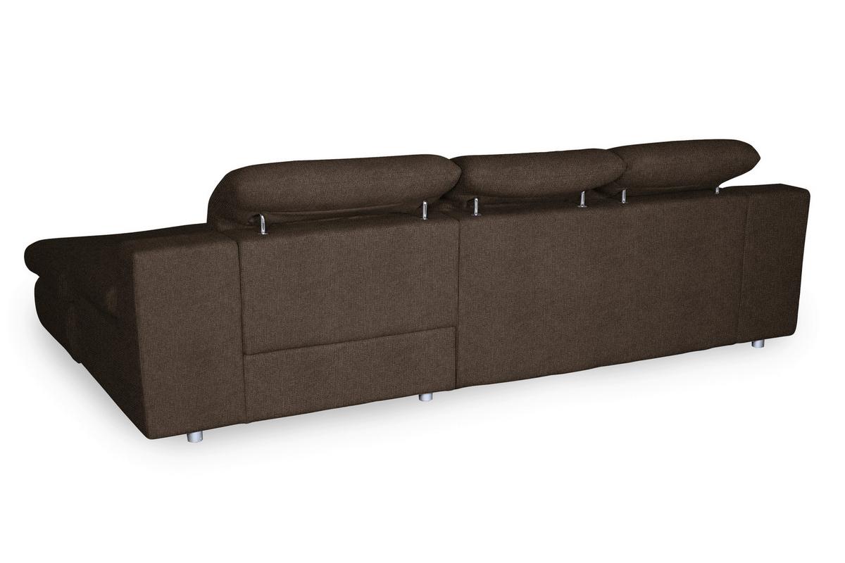 Ecksofa Isona Braun Chenille - Chromfarben/Braun, Design, Textil (286/165cm) - Livetastic