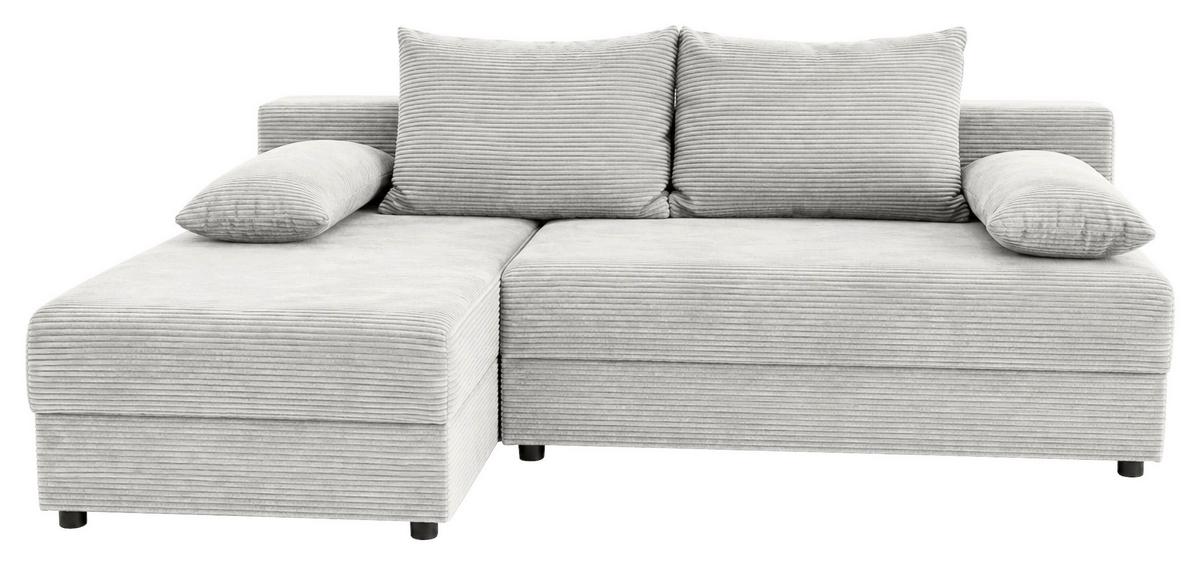Ecksofa mit Bettfunktion Lima, Beige, 195x140cm - Beige/Schwarz, Trend, Holz/Kunststoff (195/140cm)