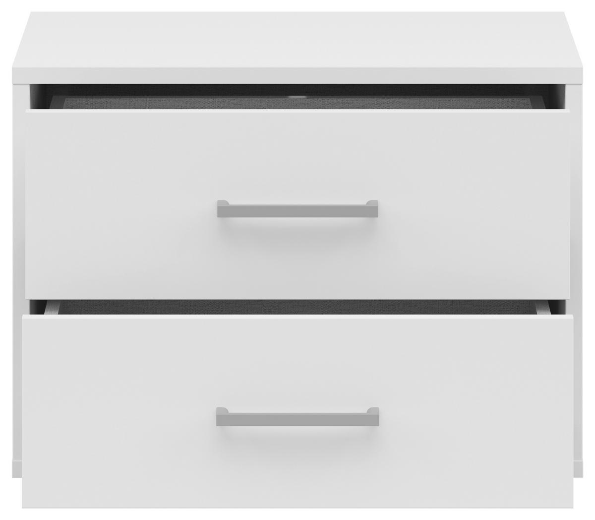 Nachtkästchen Smart Ii Weiß Dekor, 2 Laden, B: 50cm - Silberfarben/Weiß, KONVENTIONELL, Holzwerkstoff (50/37,7/35cm)