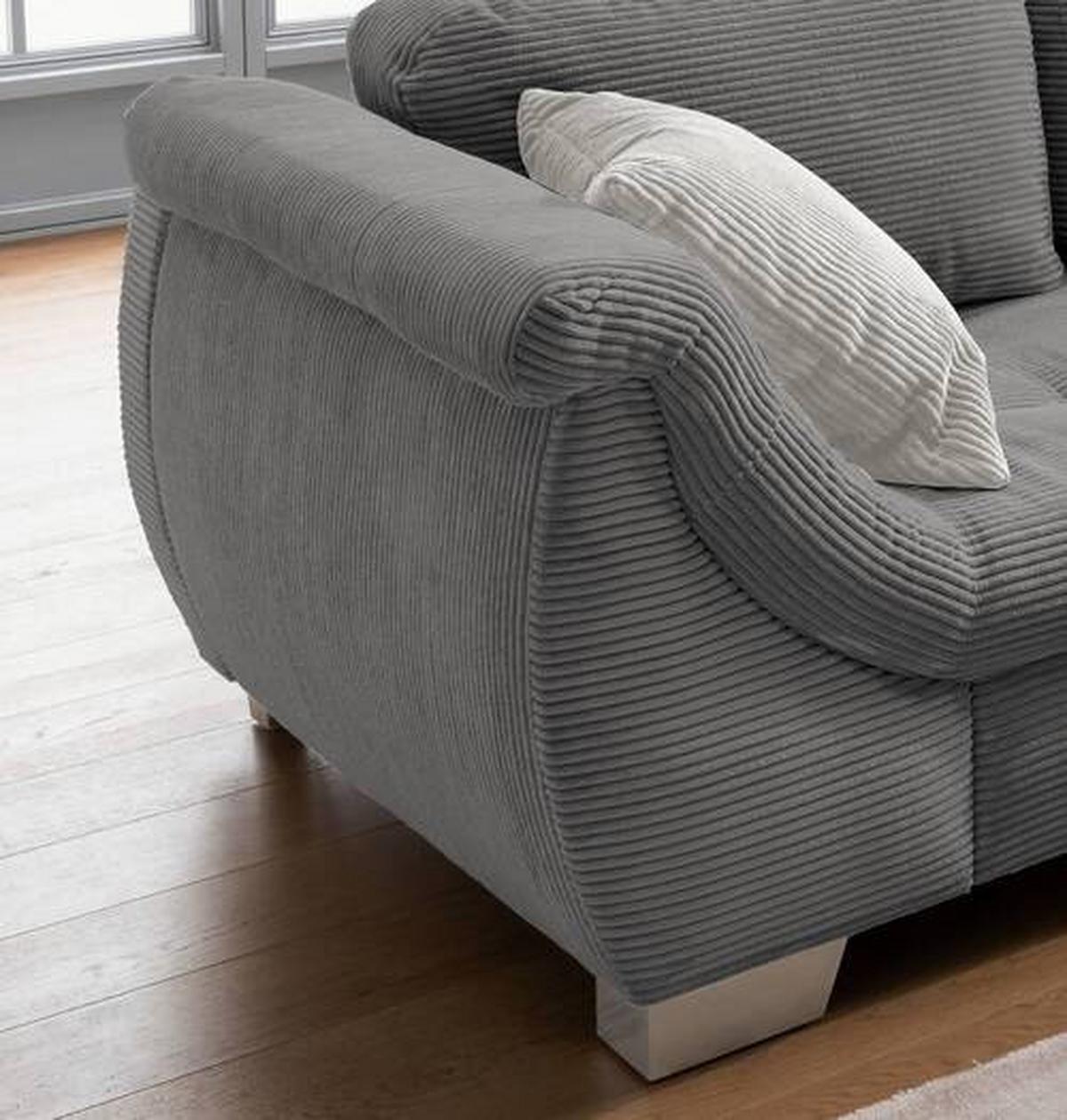 Ecksofa mit Schlaffunktion Flora Grau Cord - Silberfarben/Grau, Design, Textil (250/190cm) - MID.YOU