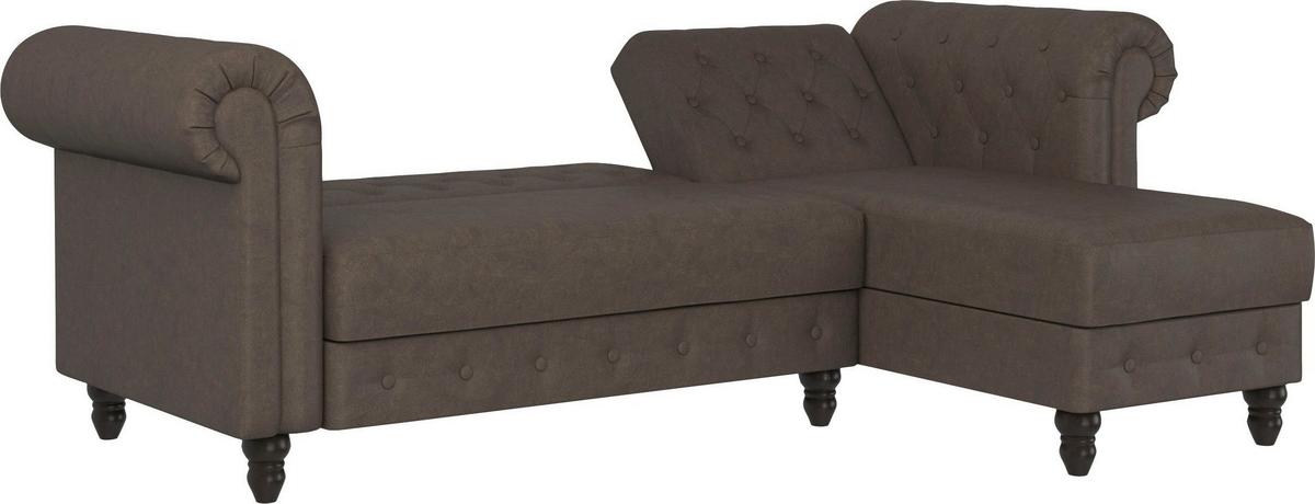 Ecksofa Firenze Dunkelbraun, mit Schlaffunktion - Dunkelbraun/Schwarz, Basics, Textil (241/154cm) - Livetastic