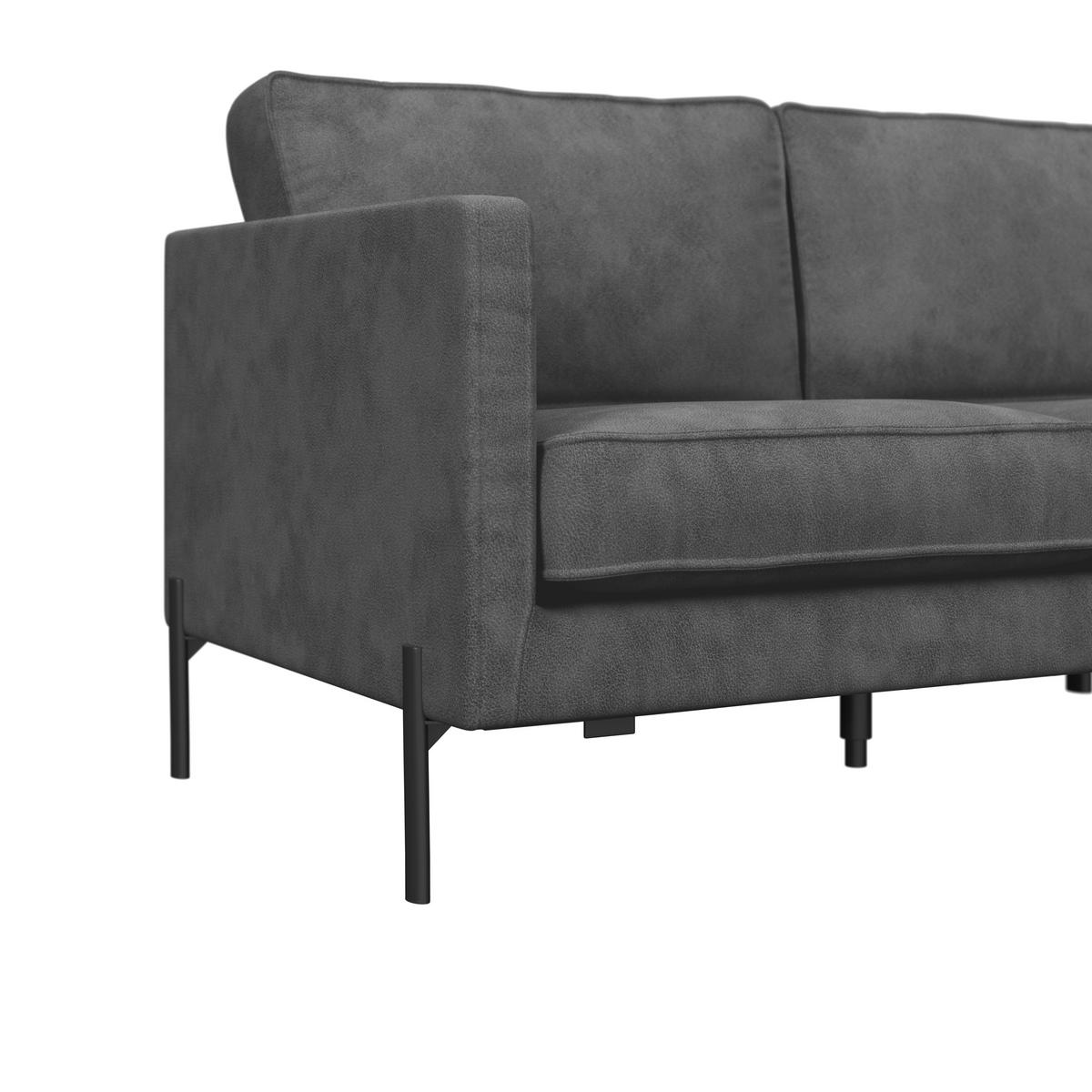 Ecksofa Yukon Dunkelgrau S: 232x154 Cm - Dunkelgrau/Schwarz, Trend, Textil (232/154cm) - Livetastic