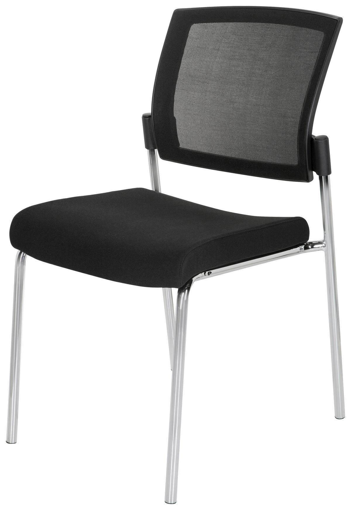 Besucherstuhl K9 V Gepolstert Schwarz Bis 180kg - Chromfarben/Schwarz, MODERN, Textil/Metall (48/90/58cm) - MID.YOU