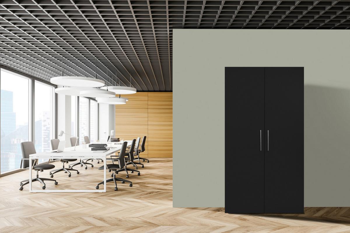 Schrankküche Mit Mikrowelle + Kühlschrank 104cm Weiß/schwarz - Silberfarben/Schwarz, MODERN, Holzwerkstoff/Metall (104/193/67cm) - Respekta