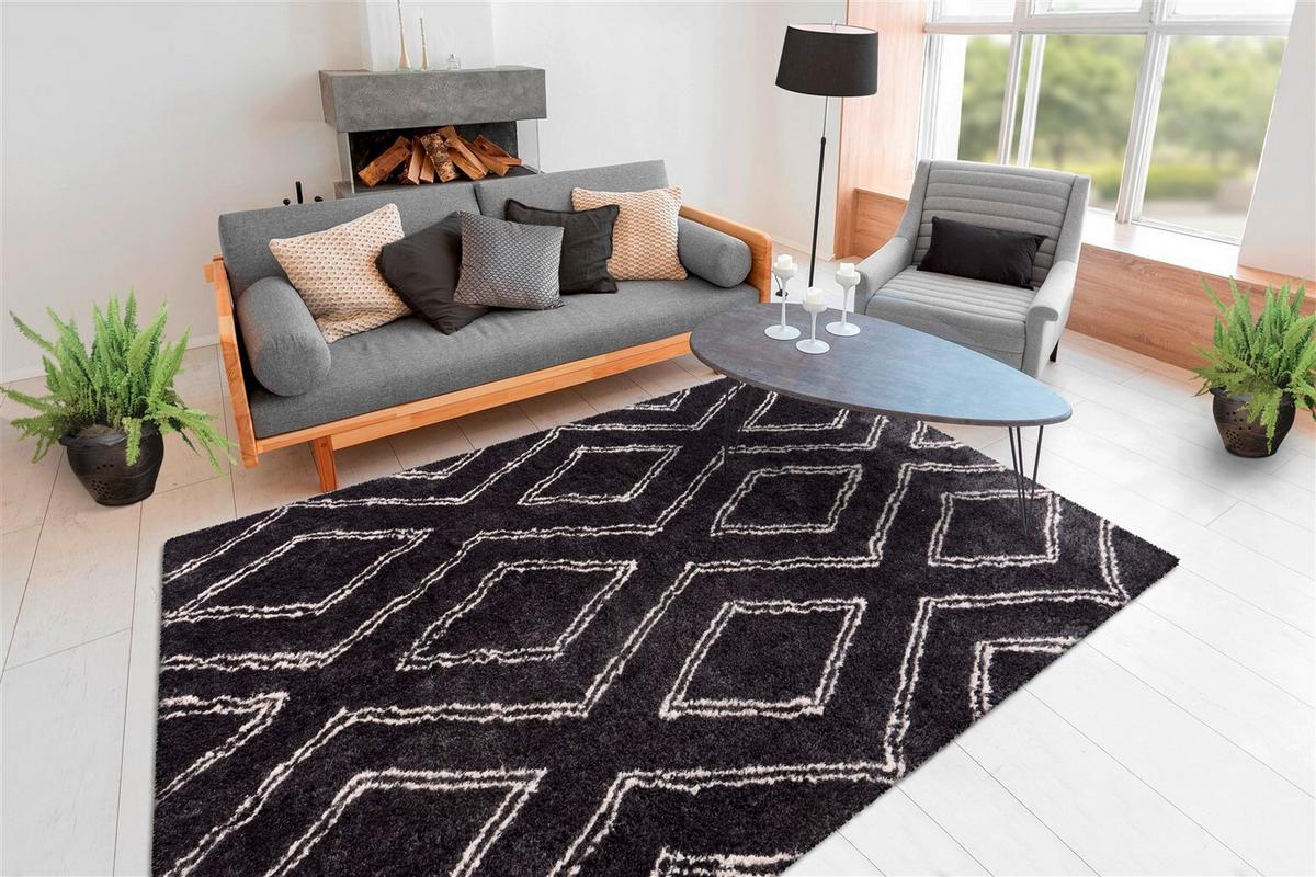 HOCHFLORTEPPICH Anthrazit/Grau - Anthrazit, KONVENTIONELL, Textil (160/230cm) - Kayoom