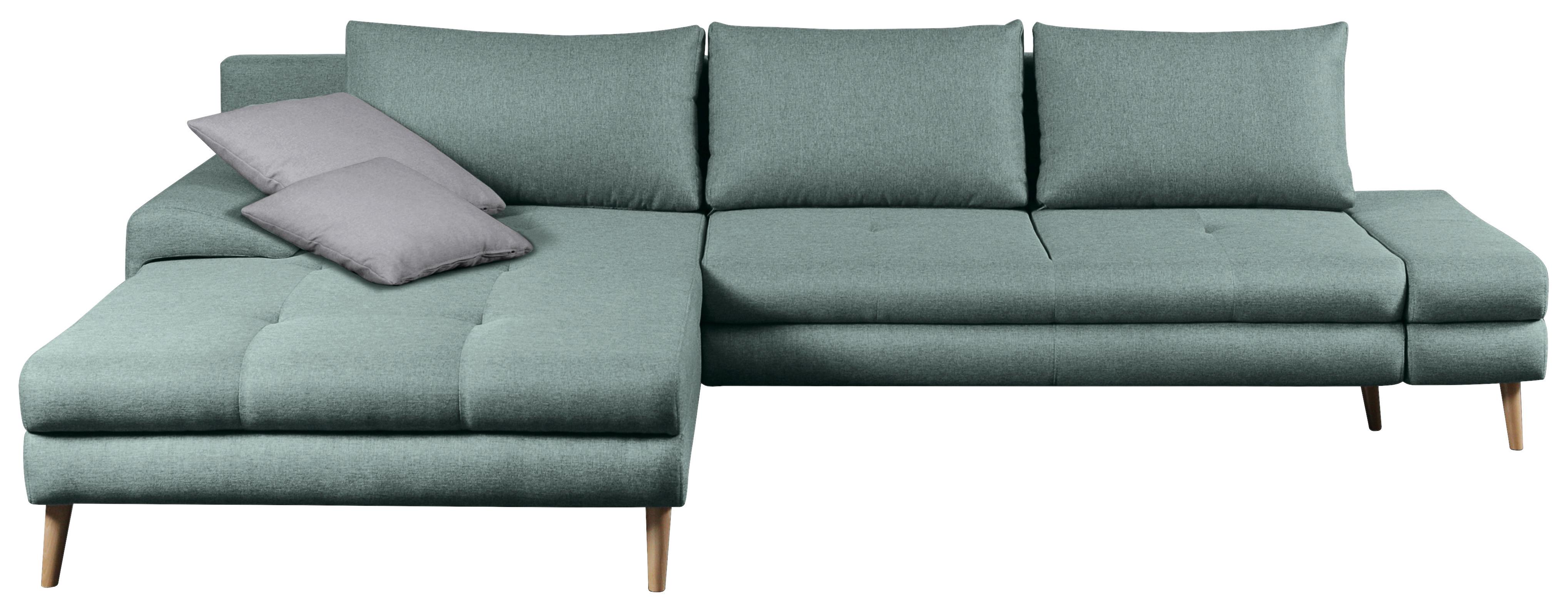 Ecksofa Mit Schlaffunktion Floby Stauraum Hellblau - Erlefarben/Naturfarben, Trend, Textil (313/215cm) - MID.YOU