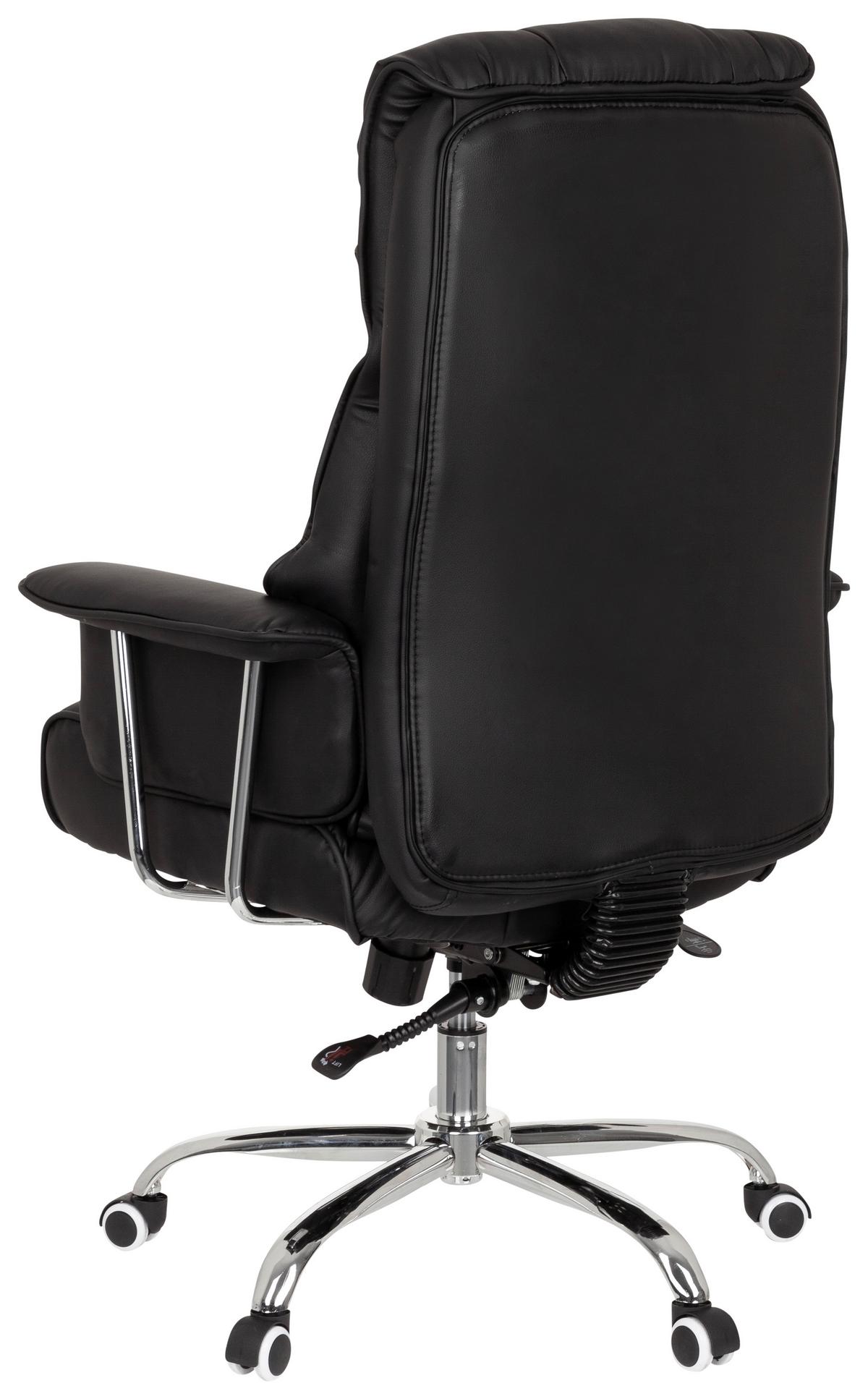 Chefsessel Commander Lederlook Schwarz bis 130kg - Chromfarben/Schwarz, MODERN, Kunststoff/Textil (75/130/64cm) - MID.YOU