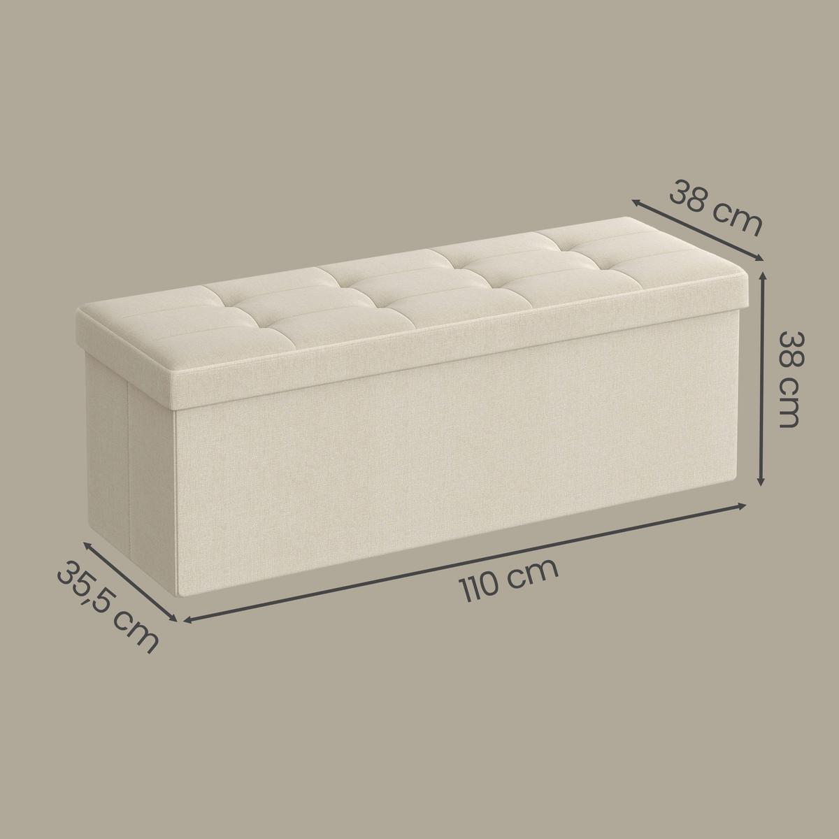 ÚLOŽNÝ BOX NA SEDENIE KRÉMOVÁ - krémová, Trend, kompozitné drevo/textil (110/38/38cm) - Boxxx