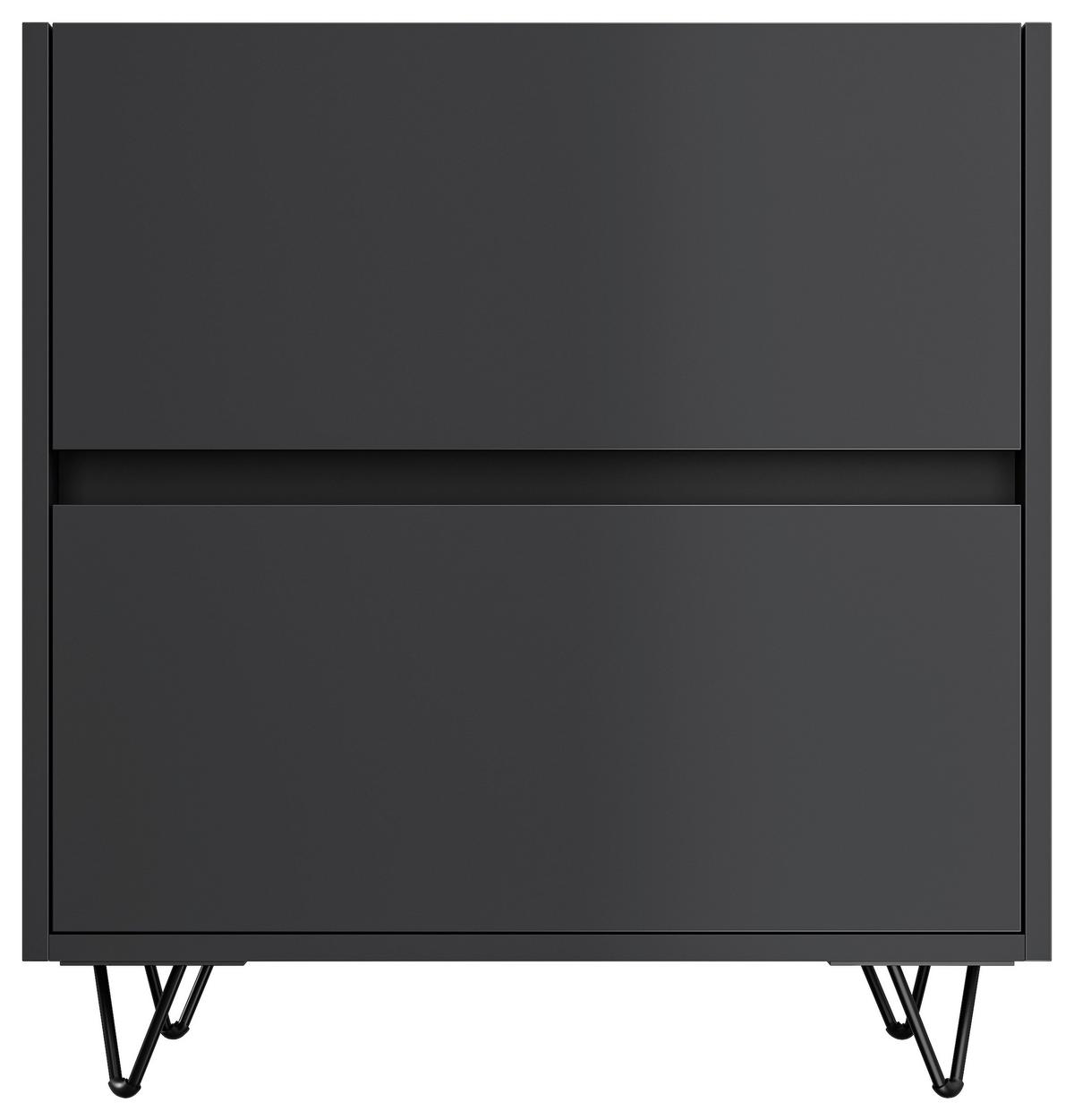Nachttisch Industrial Graphitfarben B: 61,2cm - Schwarz/Graphitfarben, Basics, Holzwerkstoff/Metall (61,2/65/42cm) - MID.YOU