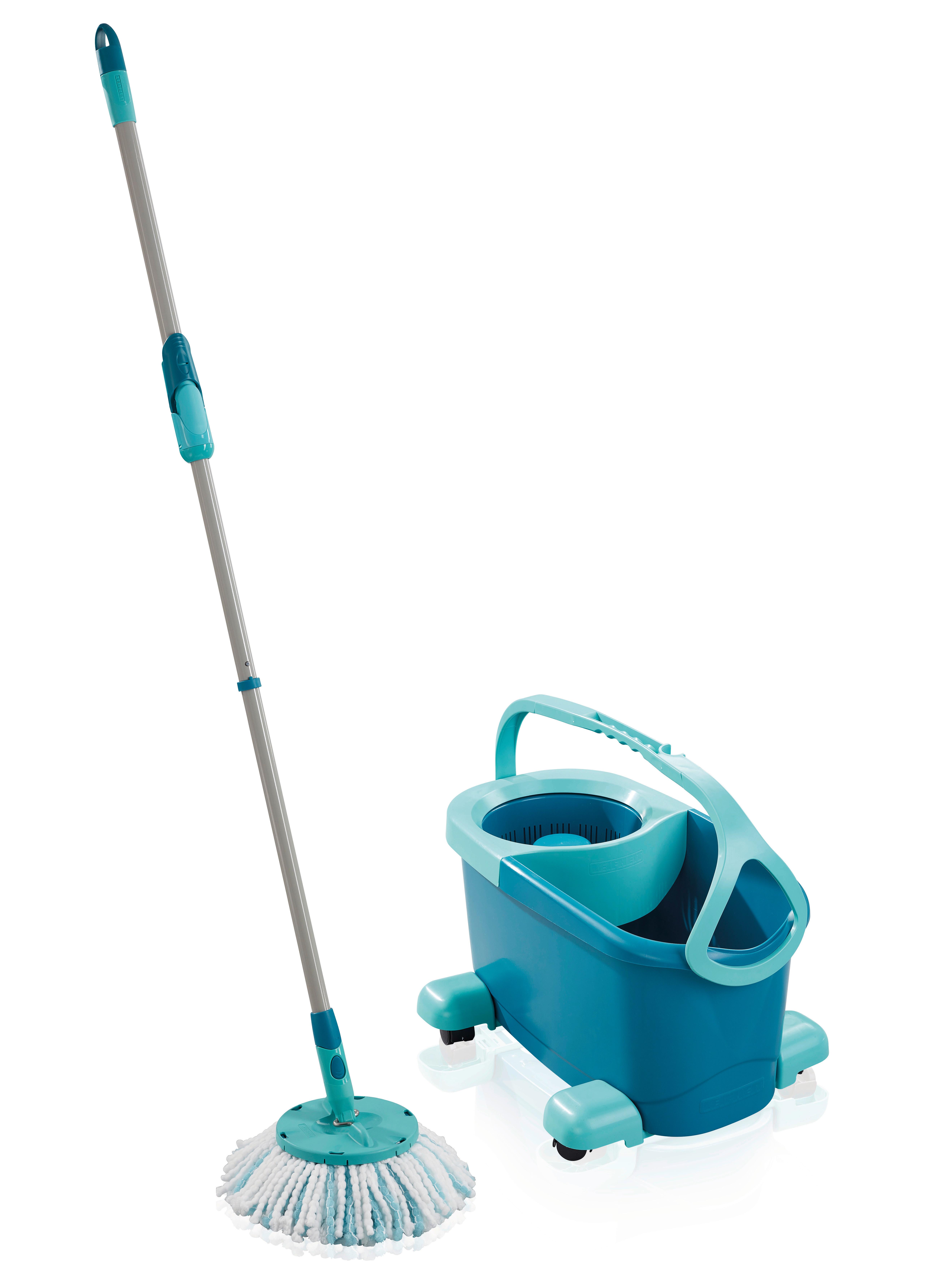 Bodenwischer-Set Clean Twist mit Eimer und Teleskopstiel - Türkis/Silberfarben, Basics, Kunststoff/Metall - Leifheit