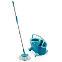 Bodenwischer-Set Clean Twist mit Eimer und Teleskopstiel - Türkis/Silberfarben, Basics, Kunststoff/Metall - Leifheit