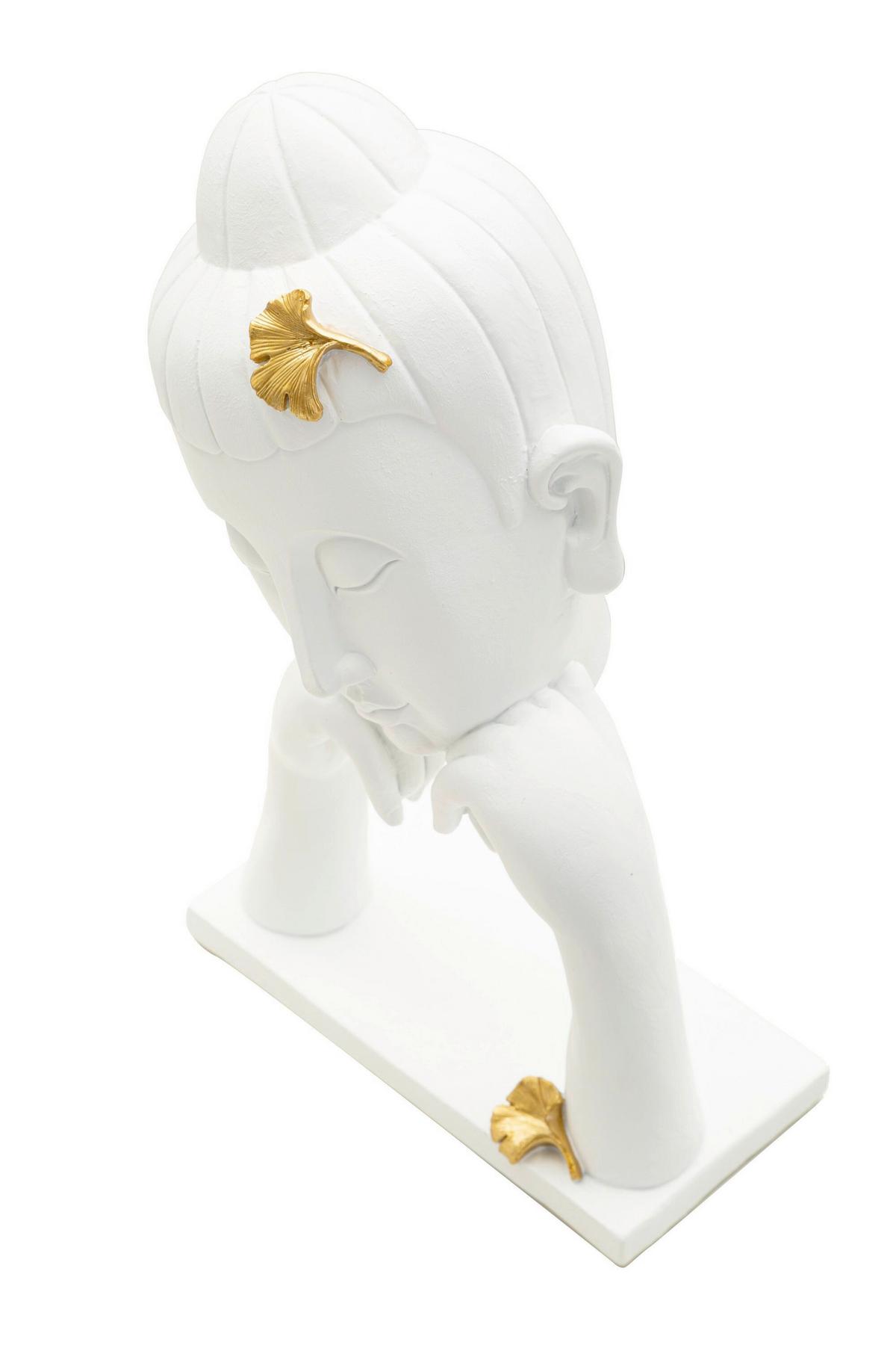 Skulptur Buddha B Weiß Goldfarben B: 21,5 cm - Goldfarben/Weiß, Basics, Kunststoff (21.5/36/13cm)