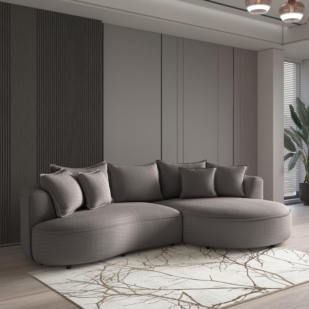 Ecksofa Levi - Schwarz/Cappuccino, MODERN, Textil (287/168cm)