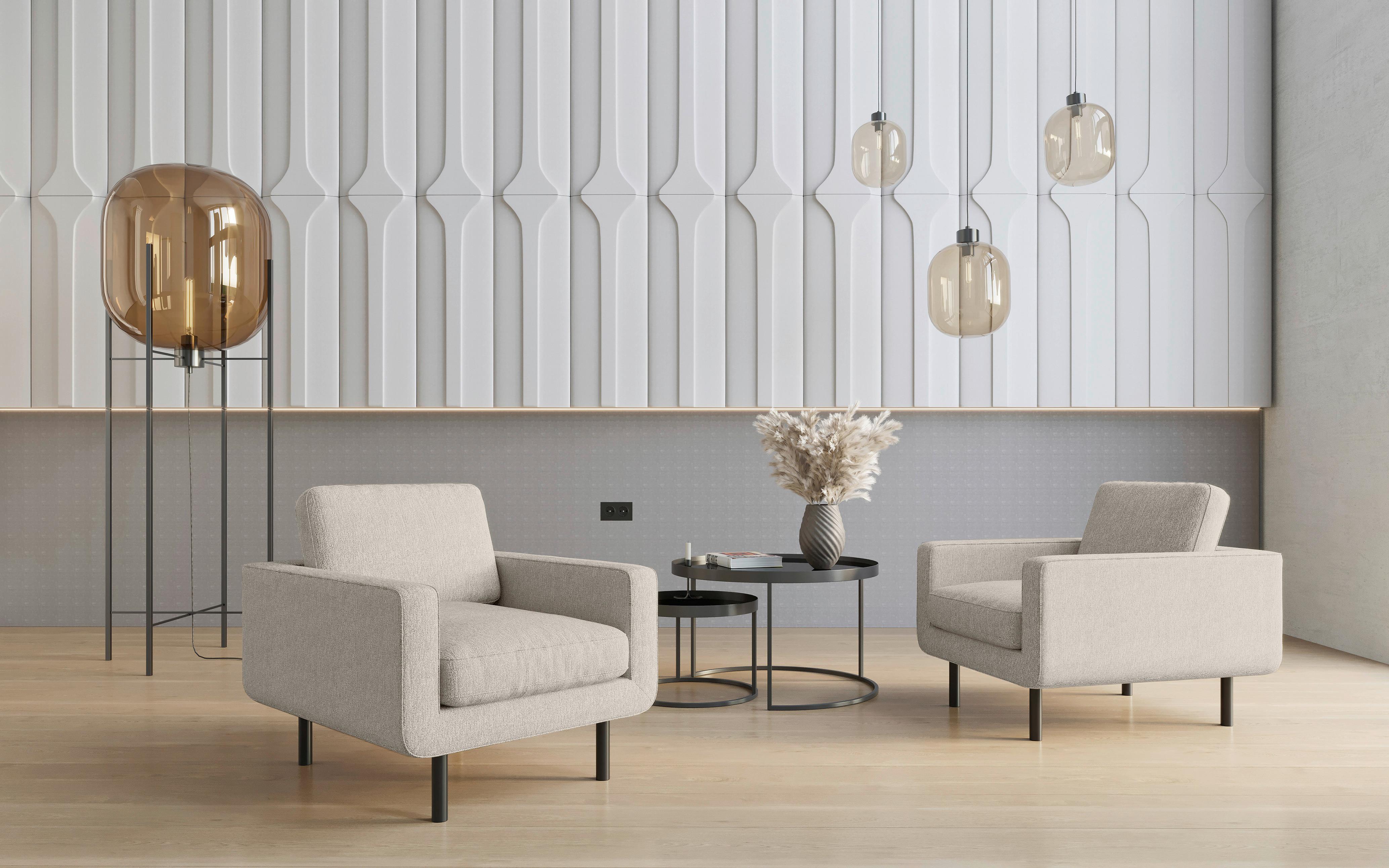 Sessel Suburban Beige B: 70 cm - Edelstahlfarben/Beige, Design, Textil (70/80/92cm) - Livetastic