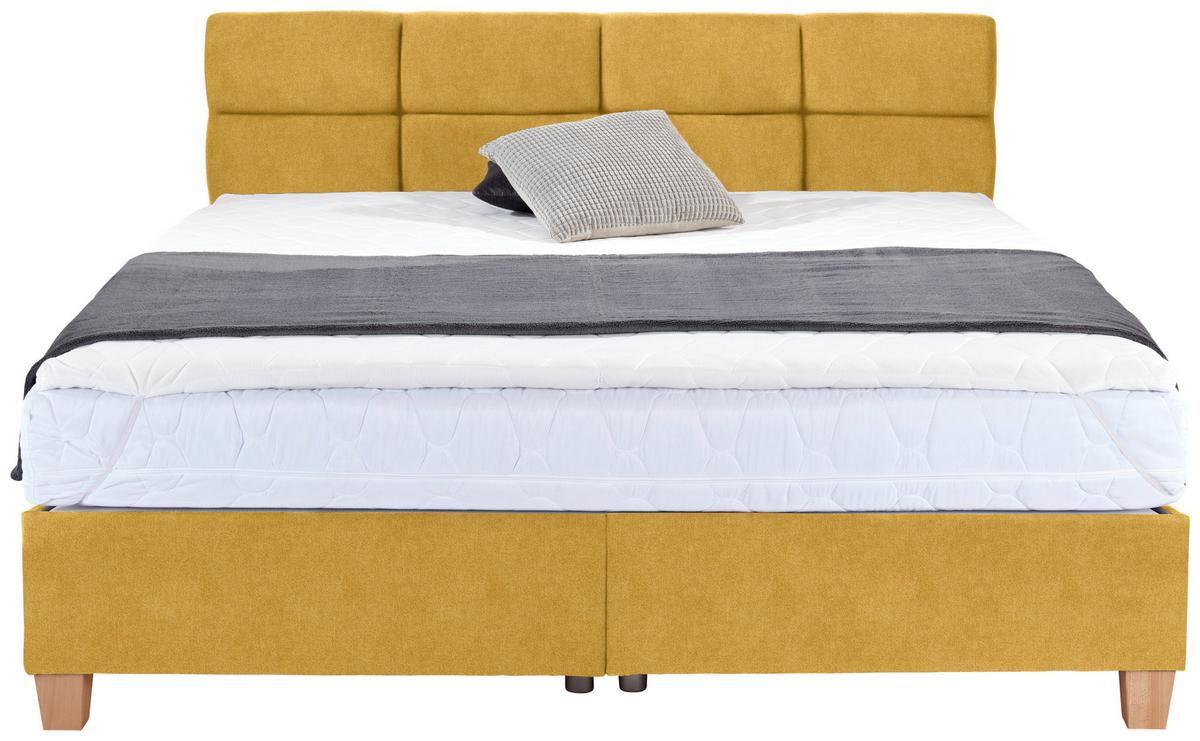 Polsterbett Mit Bettkasten 180x200 Bellagio Gelb - Gelb/Buchefarben, KONVENTIONELL, Holz/Textil (180/200cm)