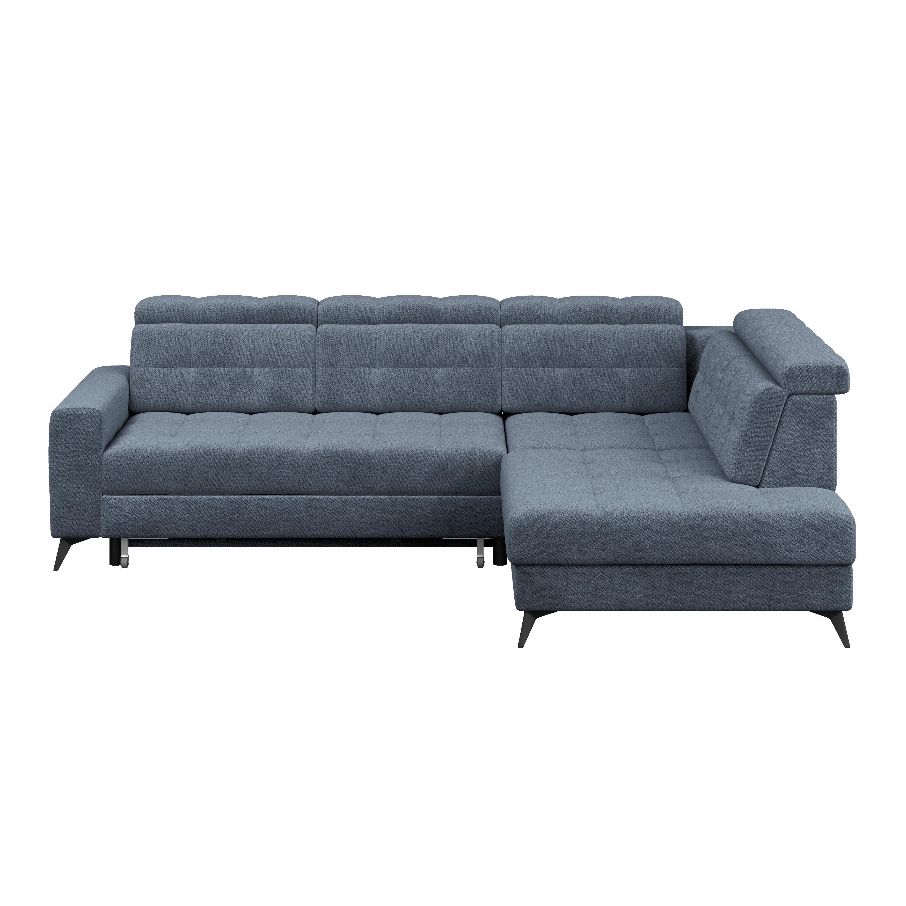 Ecksofa Barletta New Velours Blau, 289x228cm - Blau/Schwarz, ROMANTIK / LANDHAUS, Textil (289/228cm) - Luca Bessoni