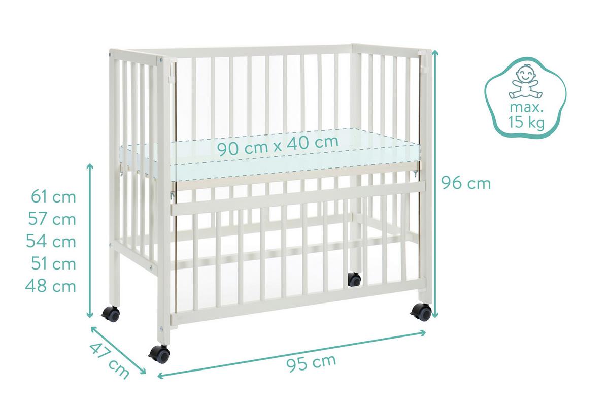 Beistellbett Bedside Crib Cocon Weiß, verstellbar - Weiß, Basics, Holz (90/40cm) - Fillikid