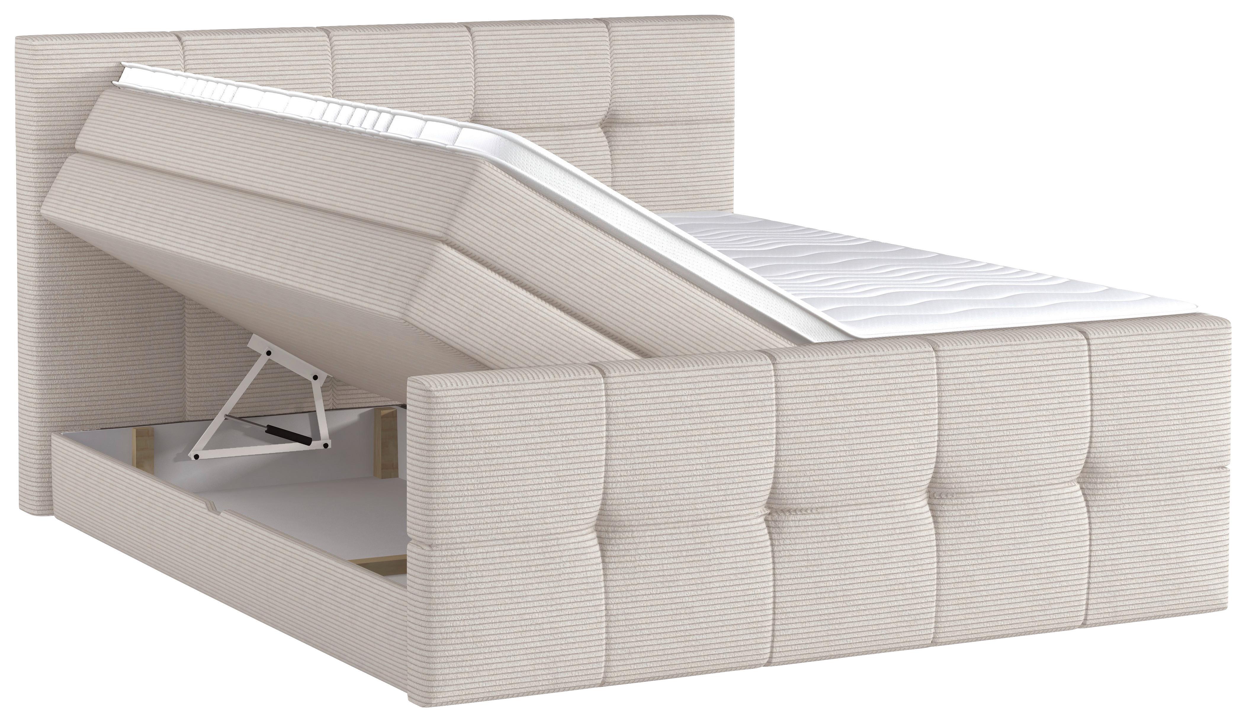 Boxspringbett Mit Topper Mit Bettkasten 180x200 Cm Medino - Beige, KONVENTIONELL, Holz/Holzwerkstoff (180/200cm) - Luca Bessoni