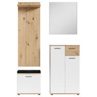 Garderobe Jakob 4-teilig Eiche Artisan/weiß B: 60 Cm - Weiß/Eiche Artisan, Design, Holzwerkstoff (60/102/30cm) - MID.YOU