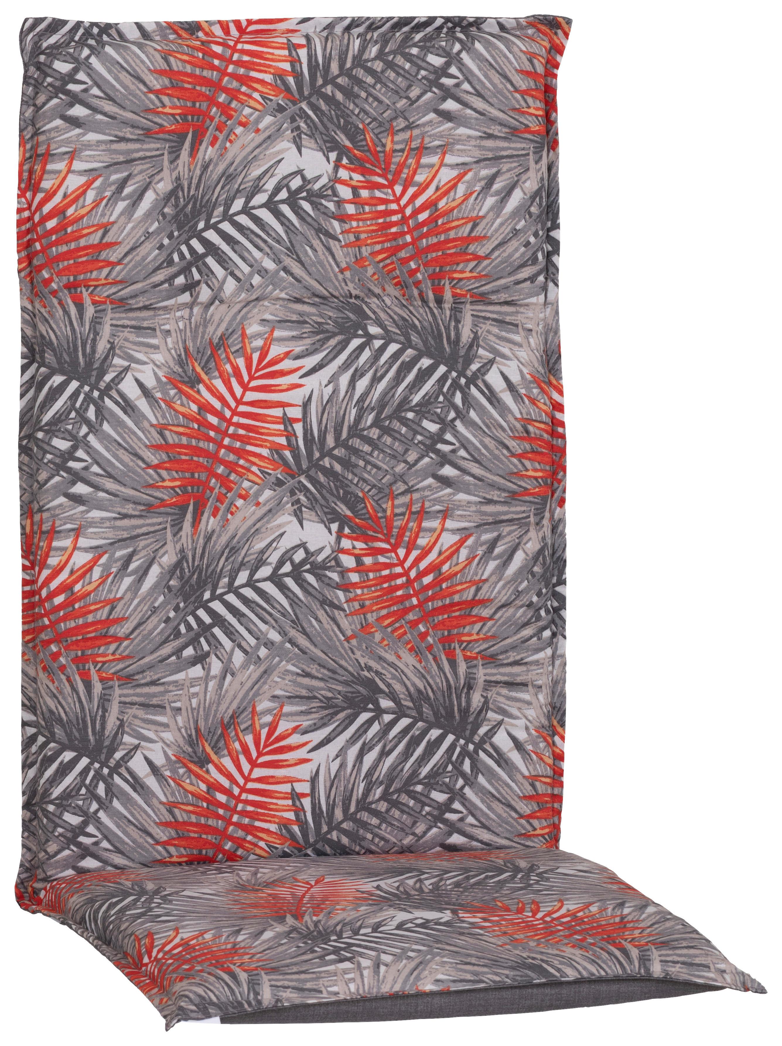 Sesselauflage Hochlehner Grau/Orange Geblumt - Grau, Basics, Textil (120/48/5cm)