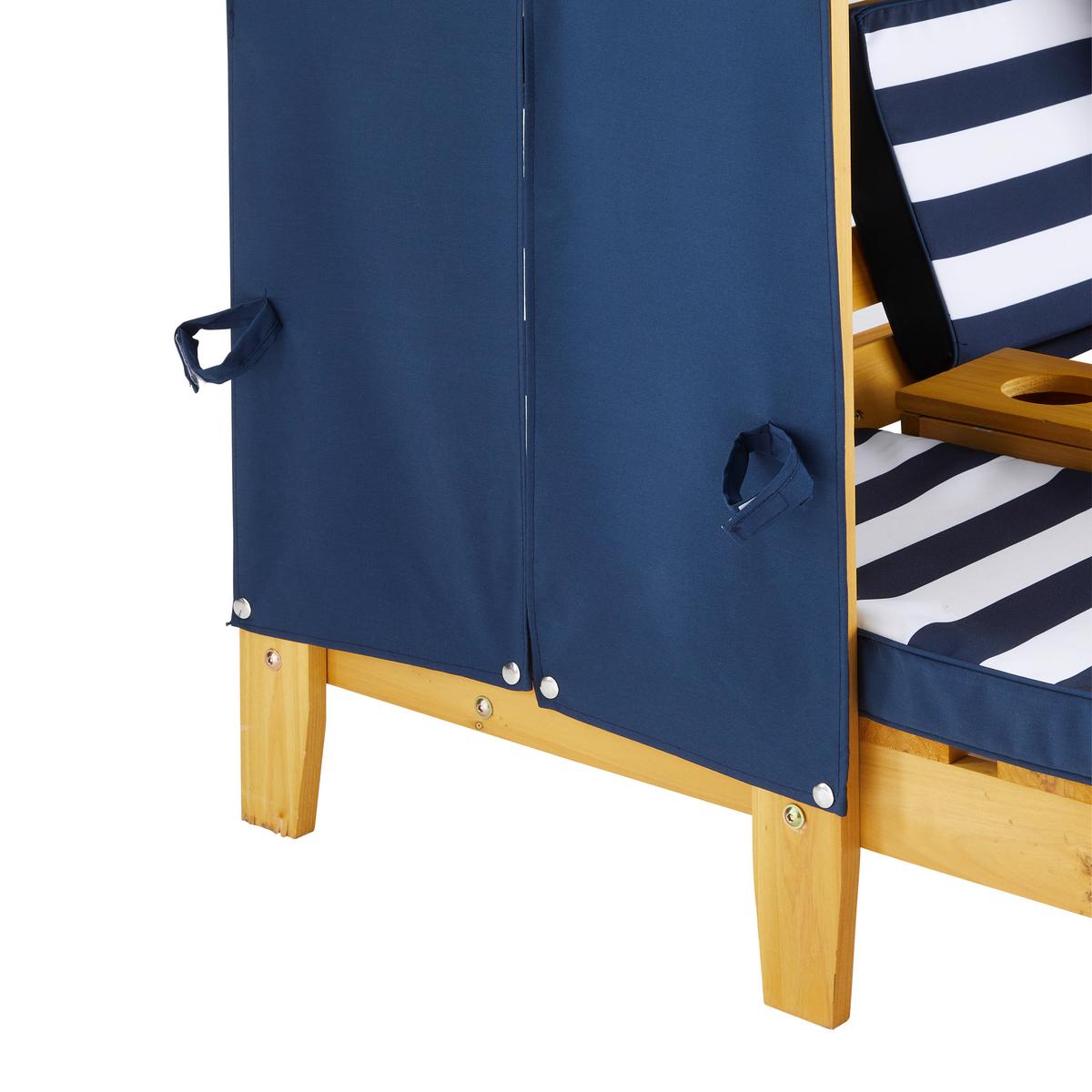 Záhradná pohovka pre deti DAISY - modrá/biela, Modern, drevo/textil (84,8/89/92,5cm) - Bessagi Kids