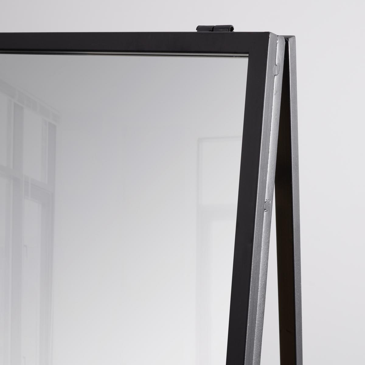 Zrcadlo MALDI - černá/přírodní barvy, Moderní, kov/dřevo (45/161/30cm) - P & B