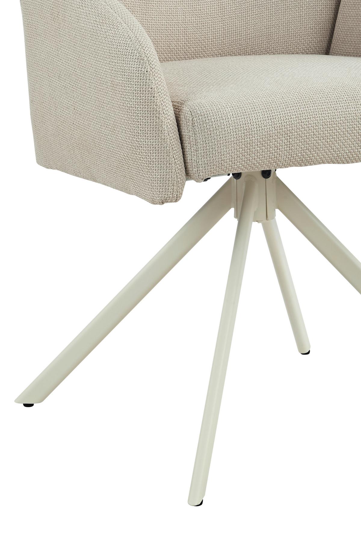 Armlehnstuhl Holly drehbar Webstoff Beige, B: 56,5 cm - Beige, MODERN, Textil/Metall (56,5/61/84cm)