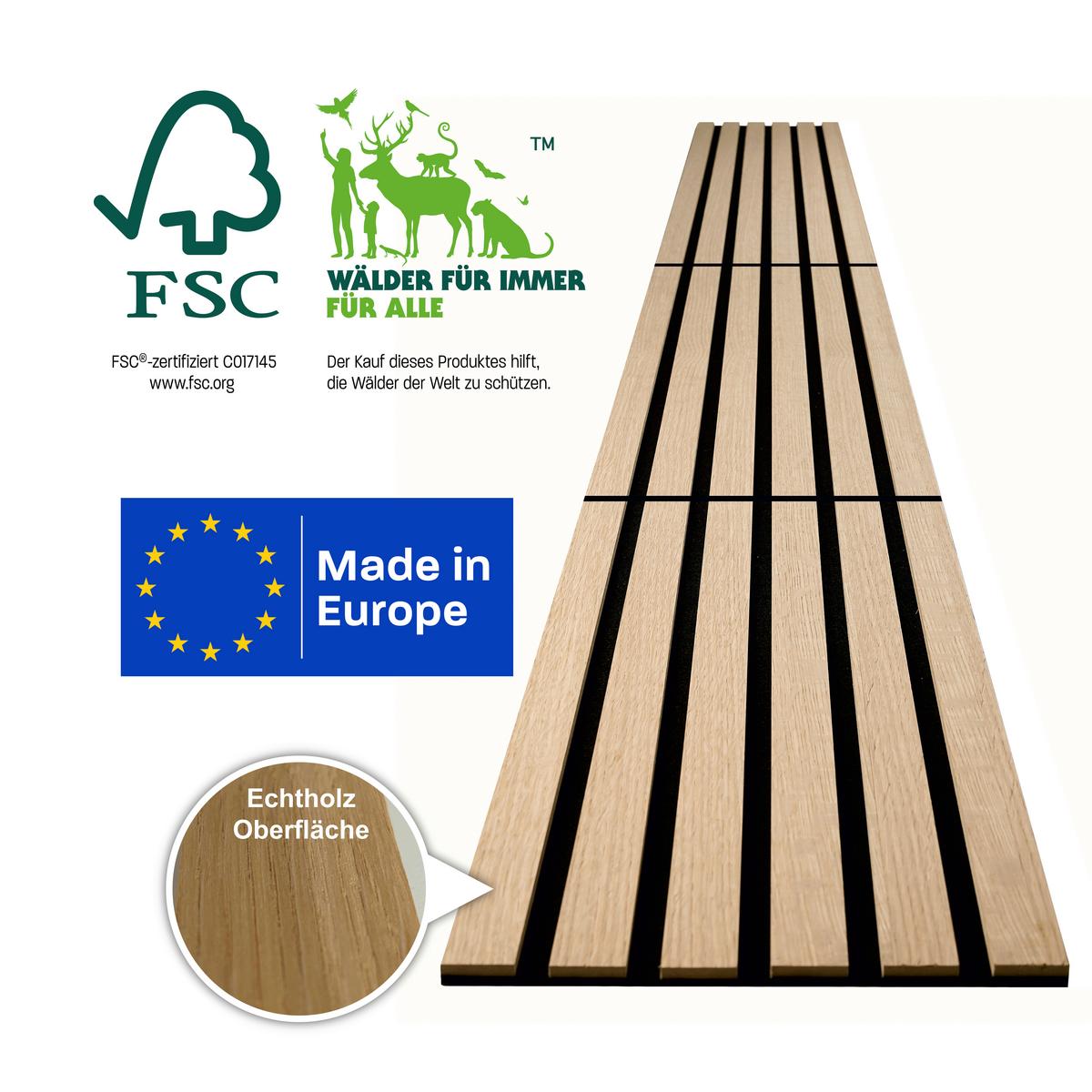 Akustikpaneel Compact Eiche Hell - Hellbraun/Eichefarben, Basics, Holz/Holzwerkstoff (30.5/244/1.03cm) - Novel