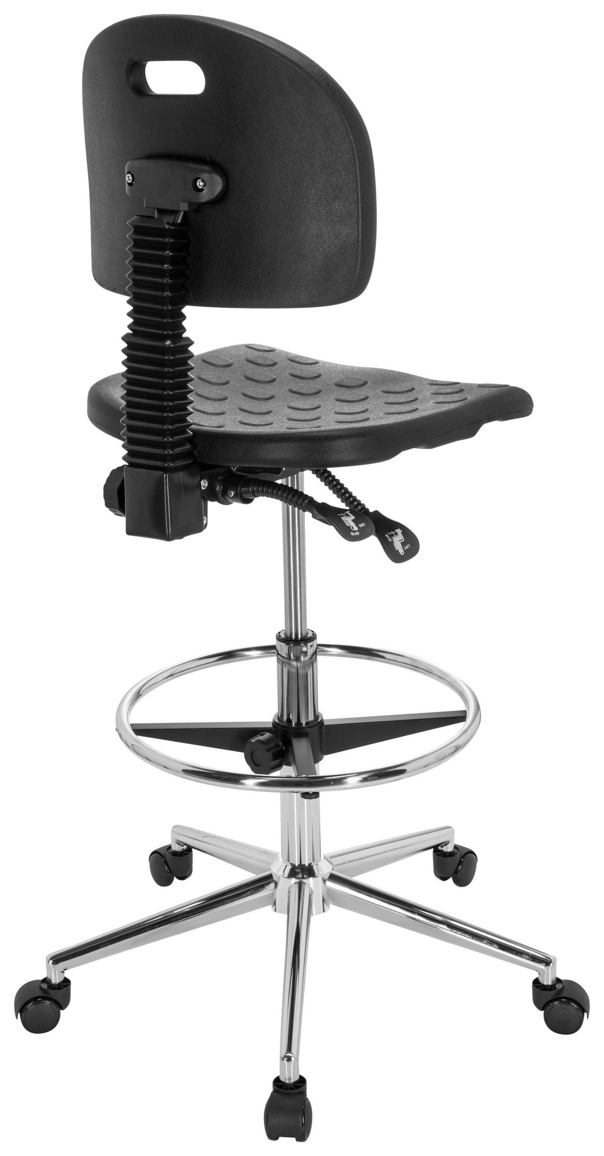 Bürostuhl Top Work 23 I Pu Schwarz Bis 100 Kg - Silberfarben/Schwarz, Basics, Kunststoff/Metall (45/91/61cm) - MID.YOU