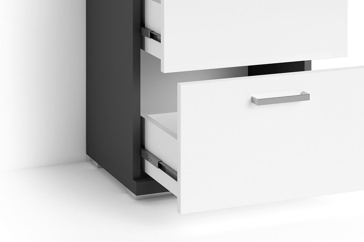 Badezimmer Unterschrank Nebraska BxH 35,5x74 cm - Chromfarben/Weiß Hochglanz, MODERN, Holzwerkstoff (35,5/74/31,5cm) - MID.YOU