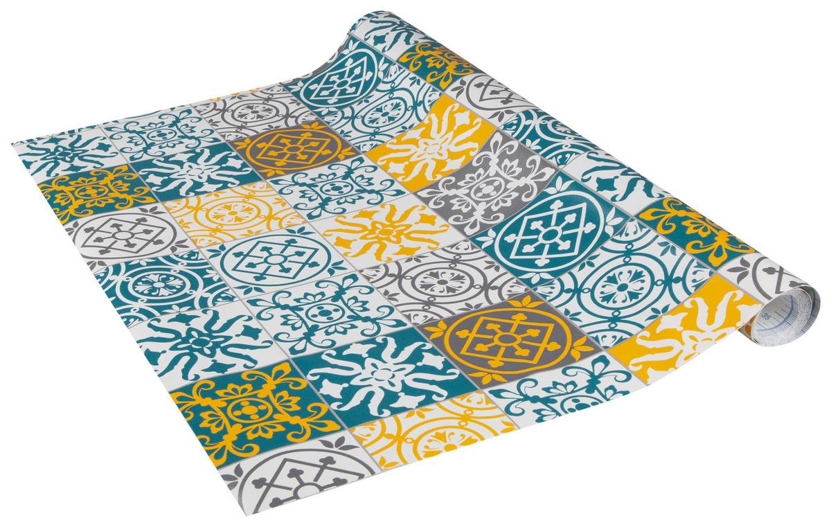 Klebefolie Fließenmuster Kf Cement Tiles 45x200 Cm - Blau/Gelb, Basics (45/200cm)