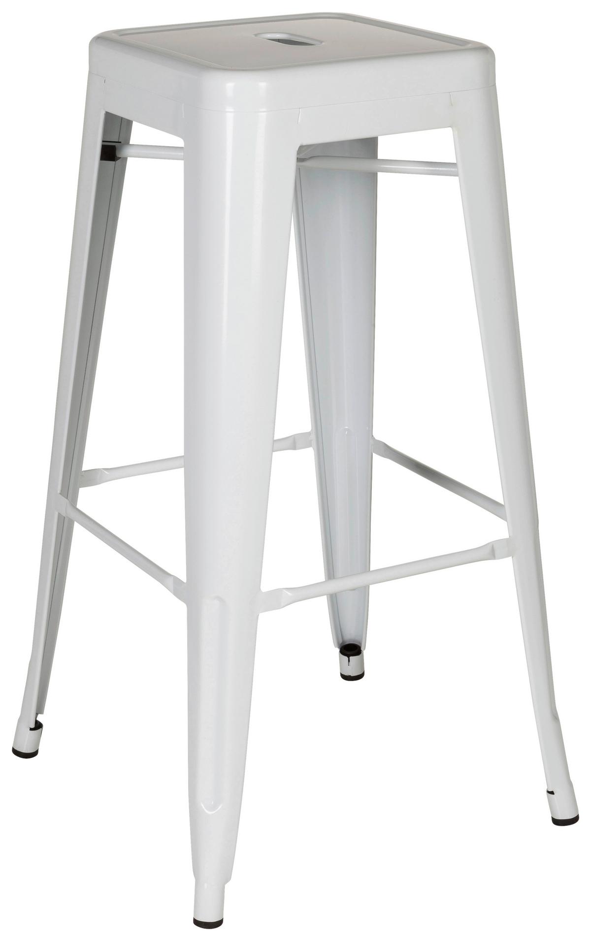 Barhocker Vantaggio High Stapelbar Weiß Bis 150 Kg - Weiß, Basics, Metall (44/77/44cm) - MID.YOU