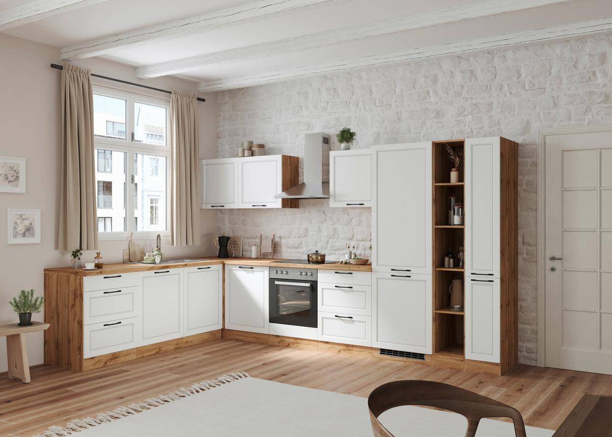 Eckküche Meran Ohne Geräte 240x360 Cm Weiß/eiche Dekor - Eiche Wotan/Weiß, LIFESTYLE, Holzwerkstoff (240/360cm) - Held
