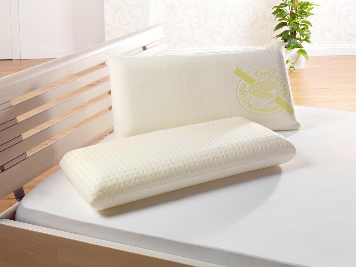 Nackenstützkissen Sleep & Care Greenfirst 40x80 M Polyurethan - Weiß/Grün, Basics, Textil (40/80cm) - FAN