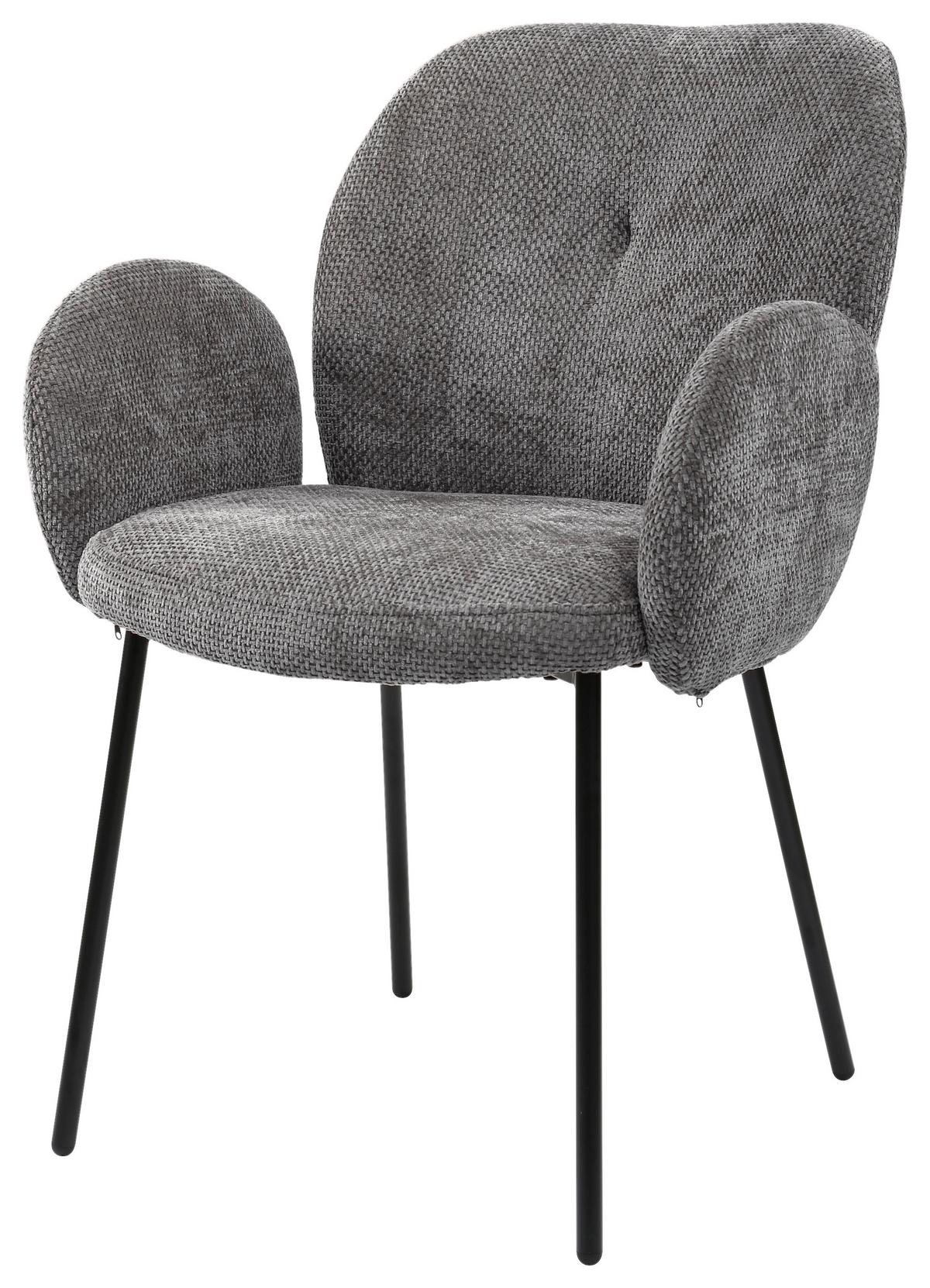 Židle s područkami šedá - šedá/černá, Lifestyle, kov/dřevo (60/87/64cm) - Mömax