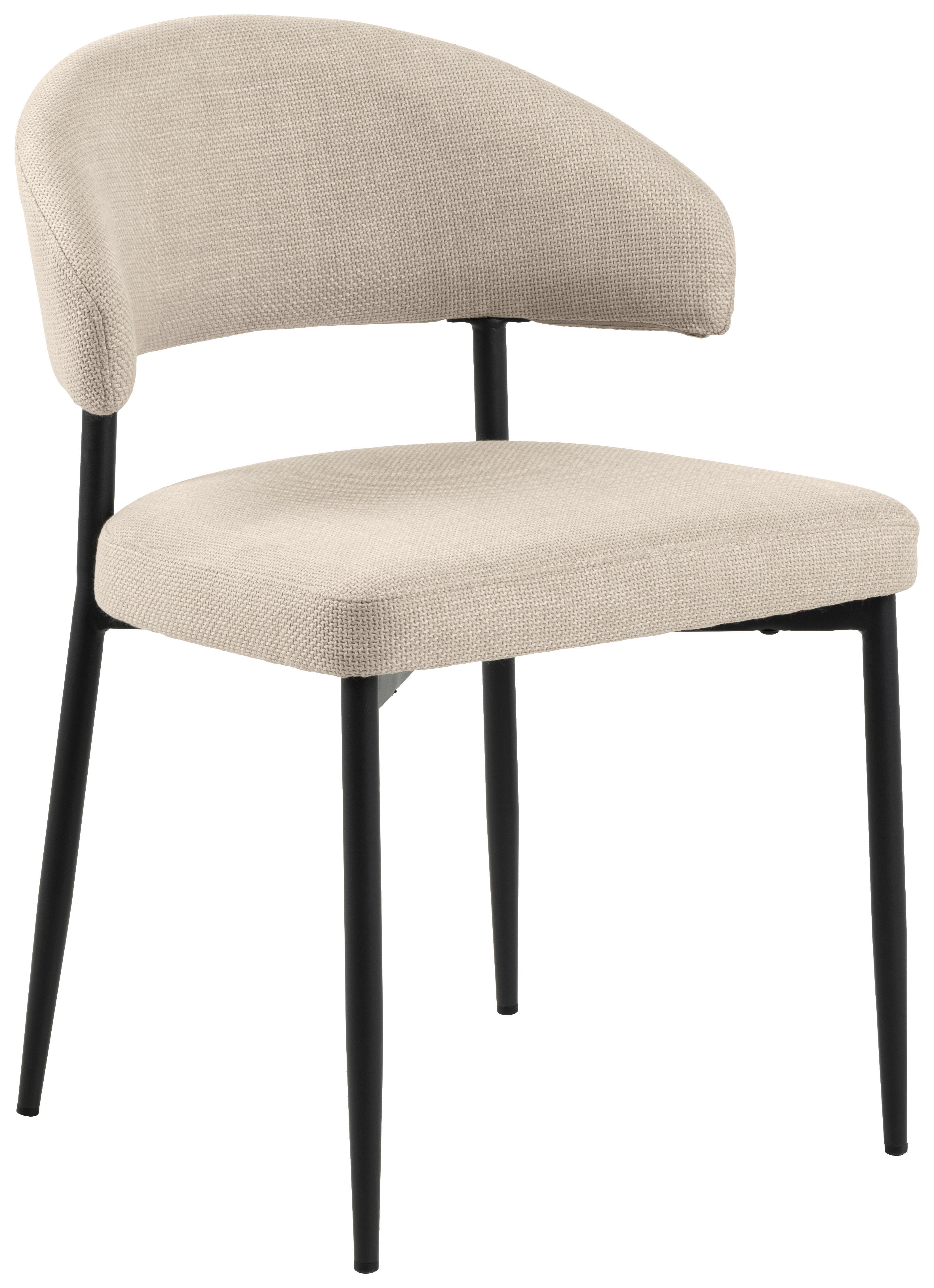 Esszimmerstuhl Edina Beige Metall-Beine - Beige/Schwarz, Trend, Textil/Metall (56/77/55cm) - MID.YOU